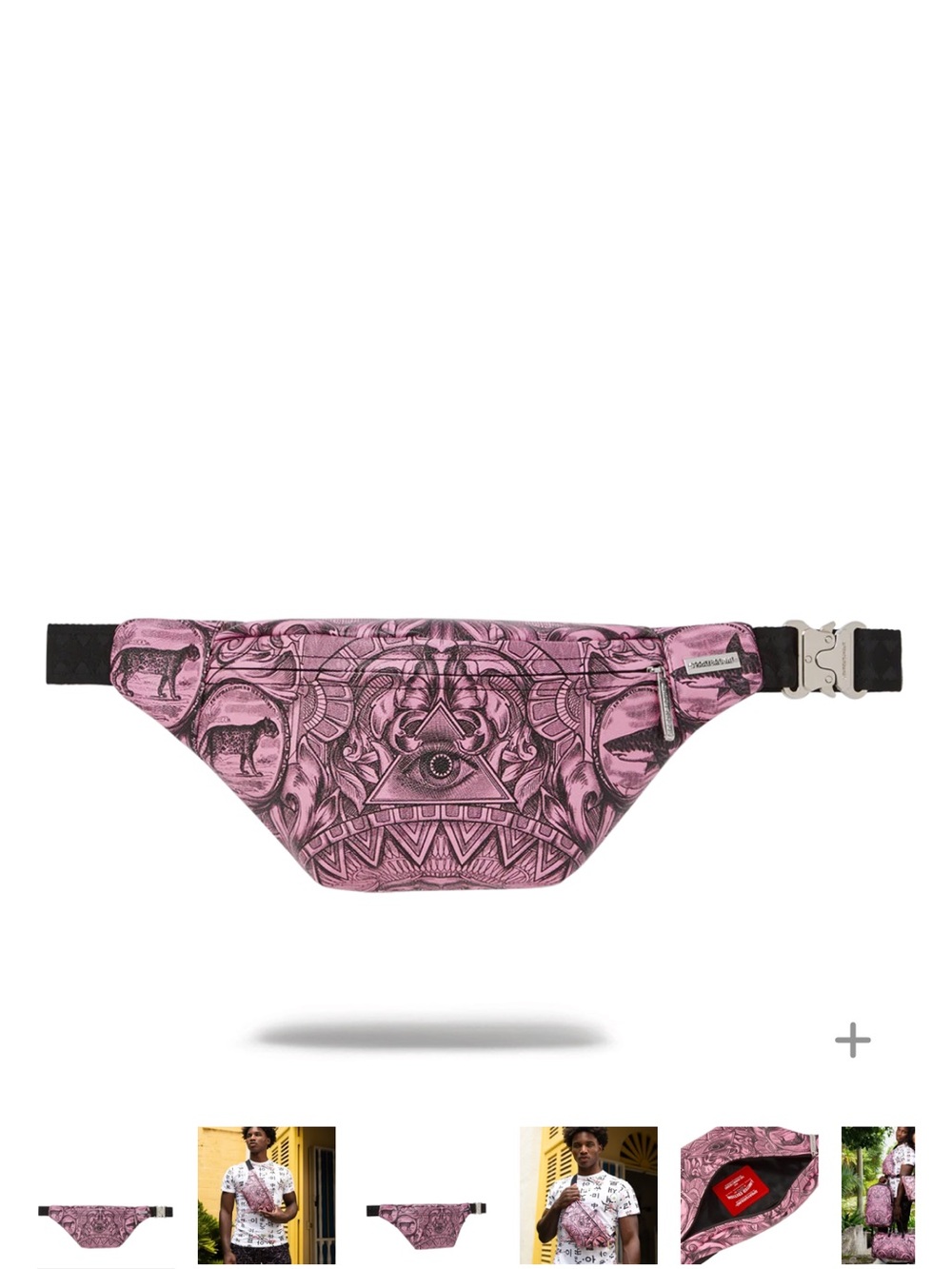 Sprayground Pink & Black Ornate Eye Fanny Pack (FIRM PRICE)